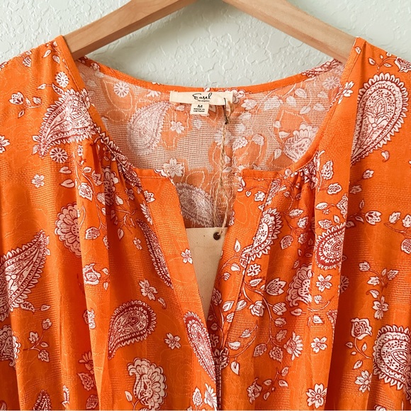 NWT•Easel•Boho Orange Maxi with Long Sleeves - Picture 4 of 16